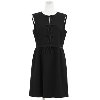 SALE【美品】RED VALENTINO レッドヴァレンティノ ワンピース サイズ 44 レディース リボン ノースリーブ ドレス ブラック 黒 ルーマニア製