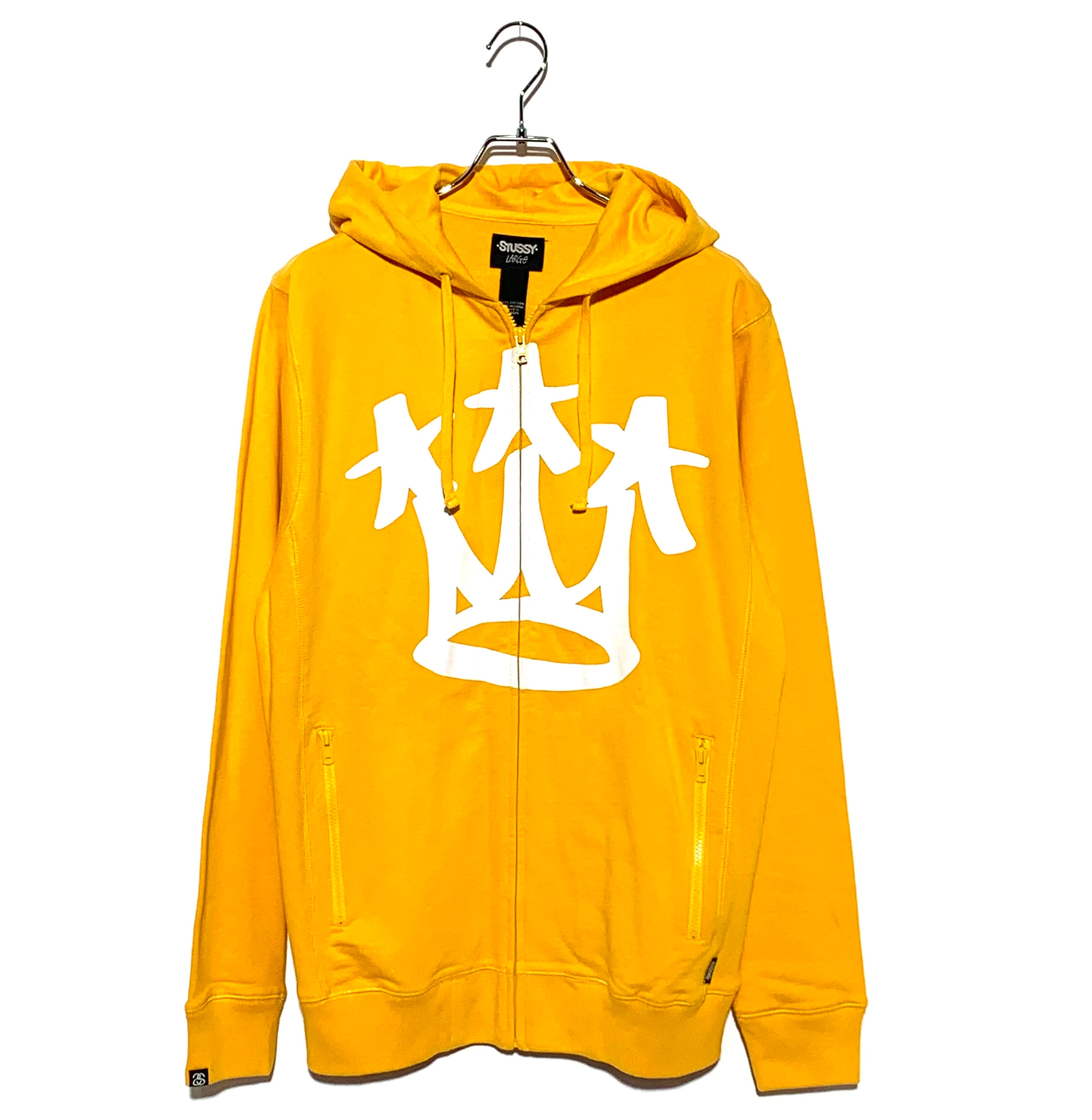 STUSSY big crown zip-up hoodie yellow