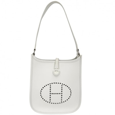 HERMES エルメス ショルダーバッグ エヴリン16 TPM ショート 肩掛け Evelyne □I刻印 レザー ホワイト 白 シルバー金具 レディース 2005年【中古品】