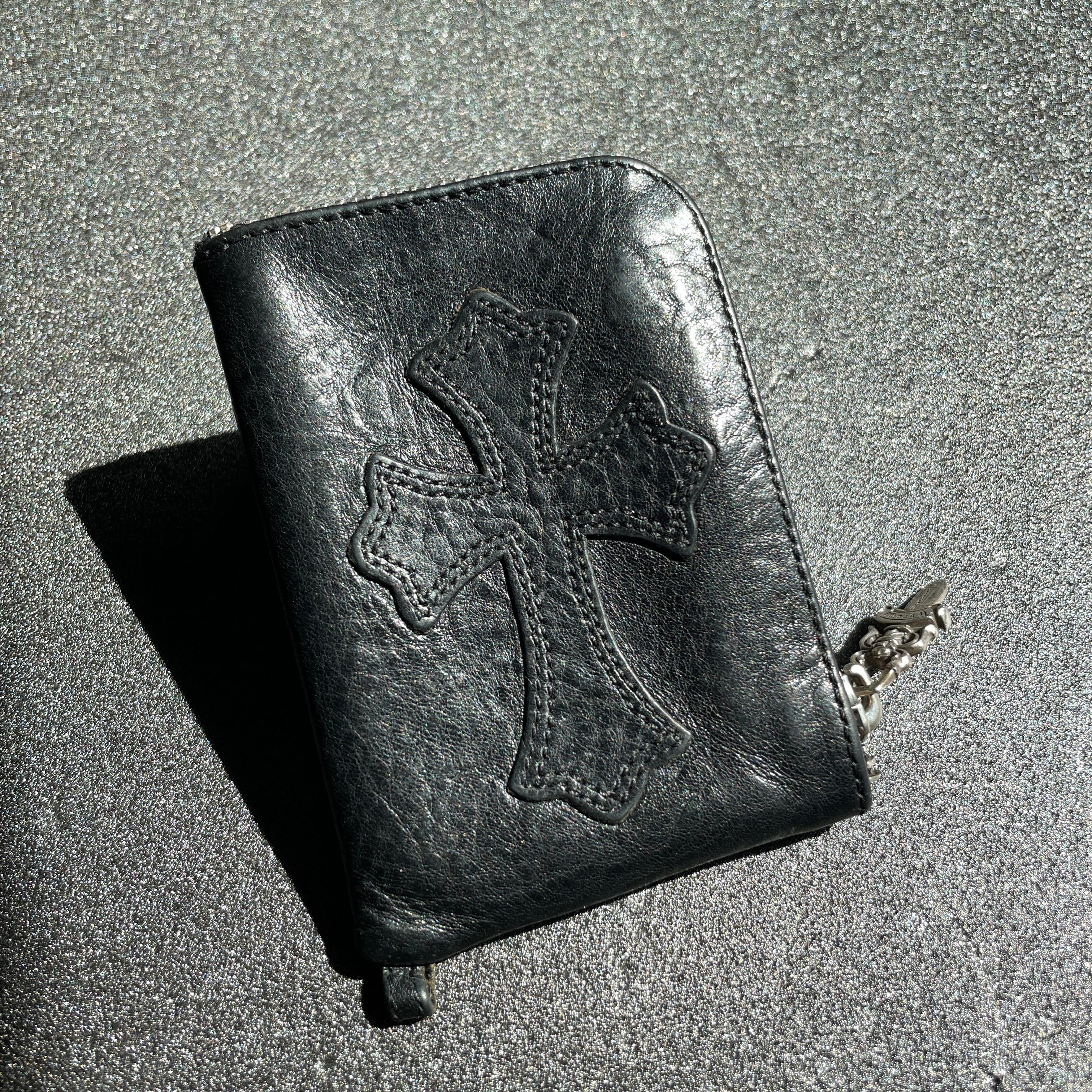 Chrome Hearts Tiny Zip Wallet Leather Cross Patch "Black"