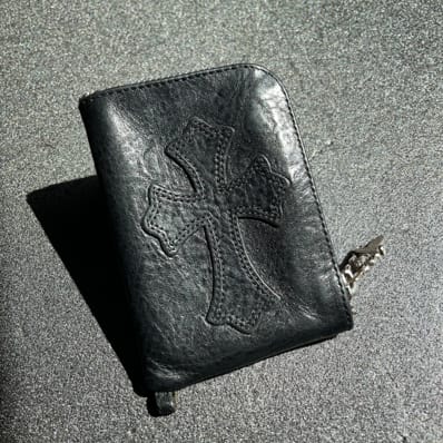 Chrome Hearts Tiny Zip Wallet Leather Cross Patch "Black"
