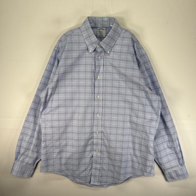 古着 ブルックスブラザーズ Brooks Brothers 長袖シャツ レクリック ワンポイント L ブルー系 チェック メンズ