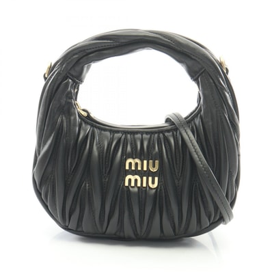 ミュウ ミュウ Miu Miu ワンダー マテラッセ 2WAY ハンドバッグ バッグ レザー レディース ブラック系 5BP078AN88F0002 【新品】