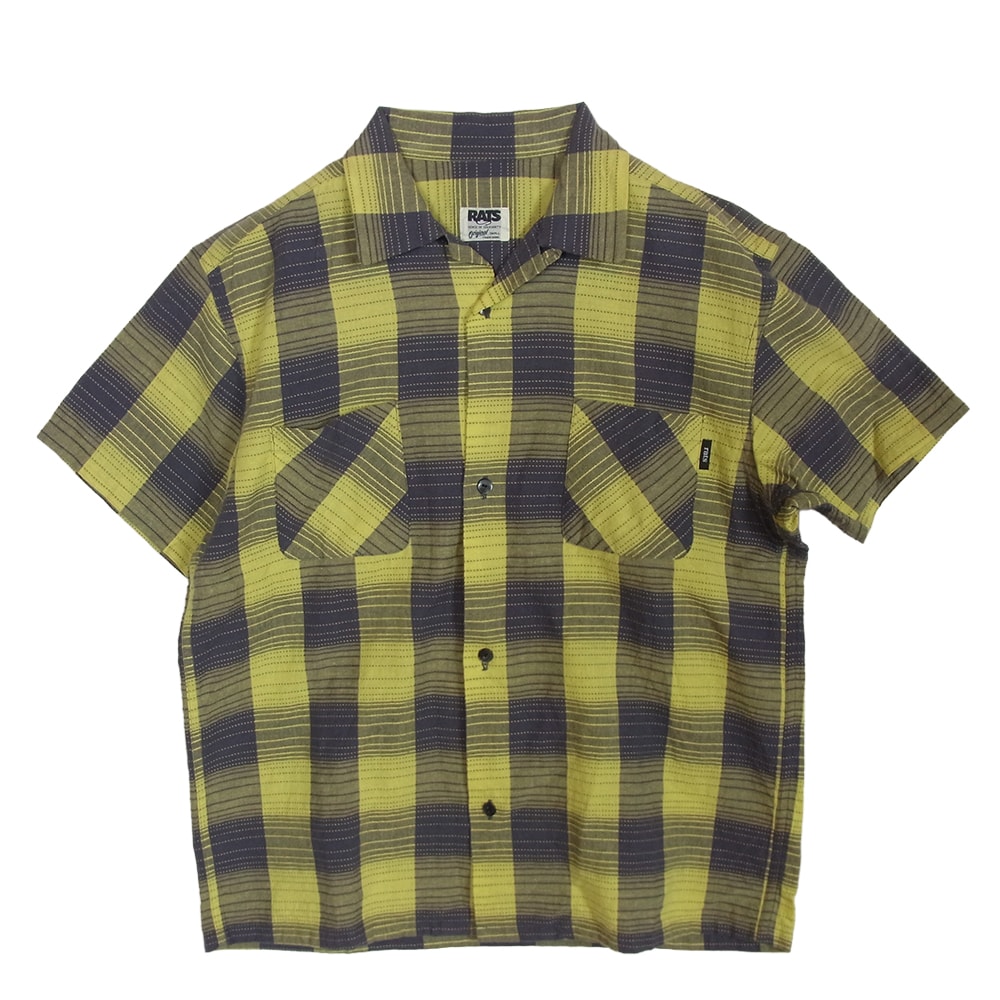 RATS ラッツ 半袖シャツ 15SS 15RS-0605 CHECK S/S SHIRTS オープンカラー ブロック チェック 半袖シャツ イエロー系 S【中古】