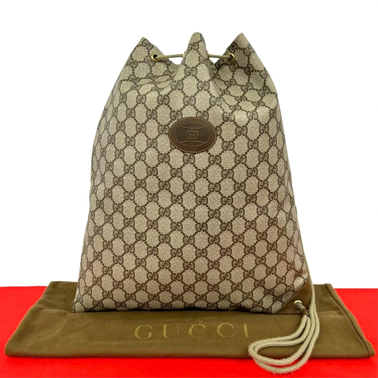 GUCCI グッチ GG ロゴ PVC レザー ショルダーバッグ ブラウン
 98152