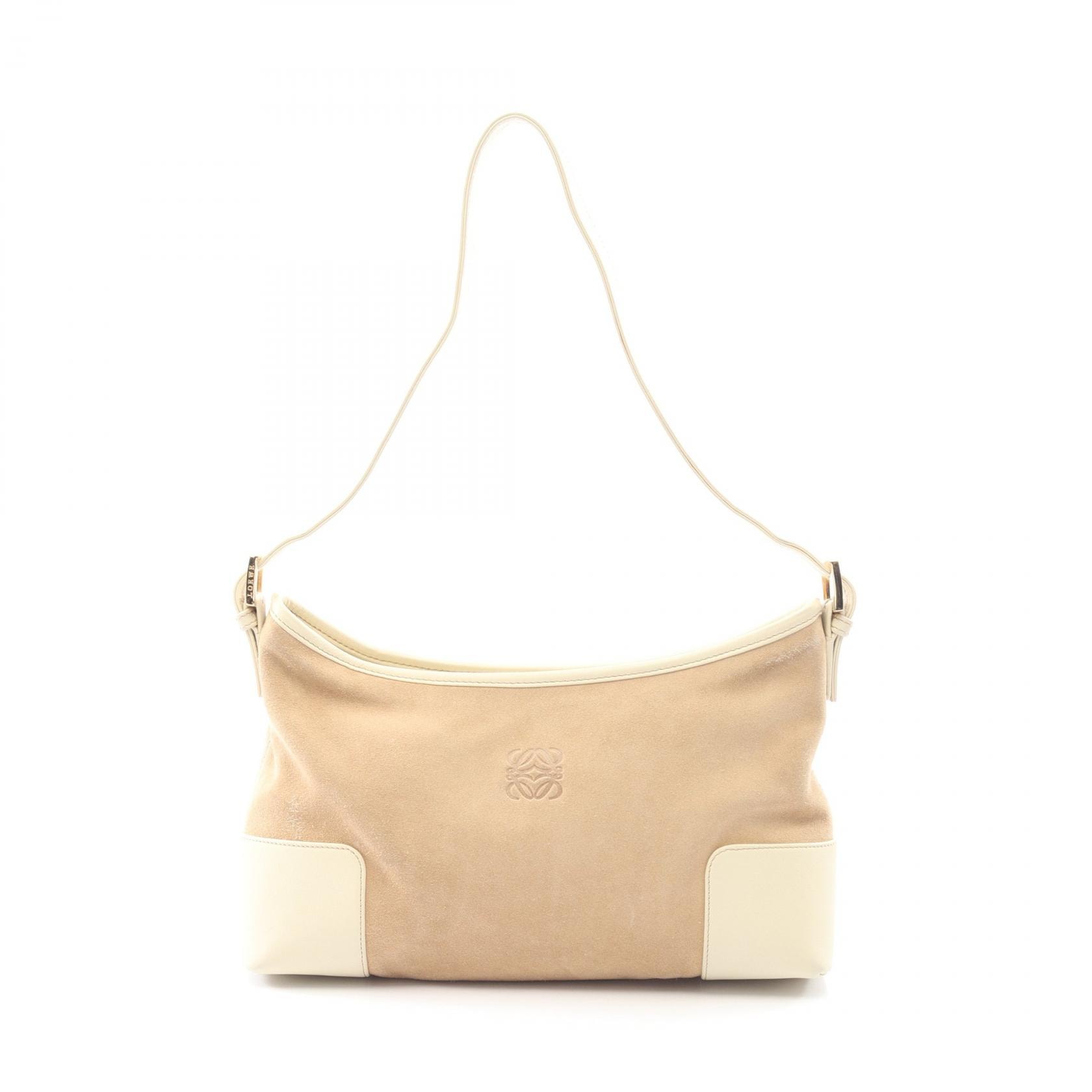 ロエベ LOEWE アナグラム ショルダーバッグ バッグ スウェード レザー レディース ベージュ系 / アイボリー系 【中古】