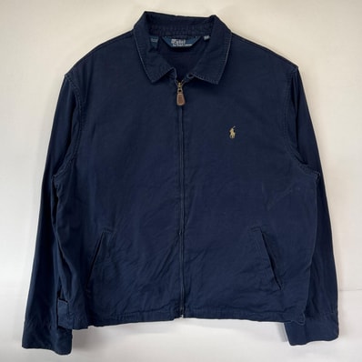古着 ポロバイラルフローレン Polo by Ralph Lauren スウィングトップジャケット 大きいサイズ フルジップ ワンポイントロゴ刺繍 2XL ネイビー メンズ