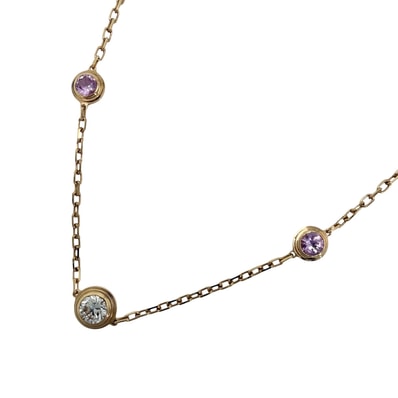 CARTIER カルティエ ネックレス ディアマンレジェ 3P ジュエリー アクセサリー Au750 18金PG K18ピンクゴールド ダイヤモンド レディース 約3.3g【中古品】
