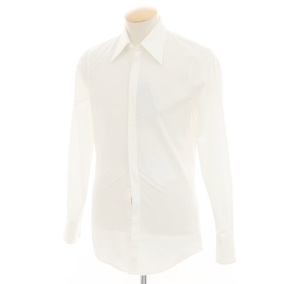 【中古】ディースクエアード DSQUARED2 コットン レギュラーカラー カジュアルシャツ ホワイト【サイズ42】【メンズ】