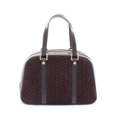 セリーヌ CELINE Cマカダム ハンドバッグ バッグ スウェード レザー レディース ブラウン系 【中古】