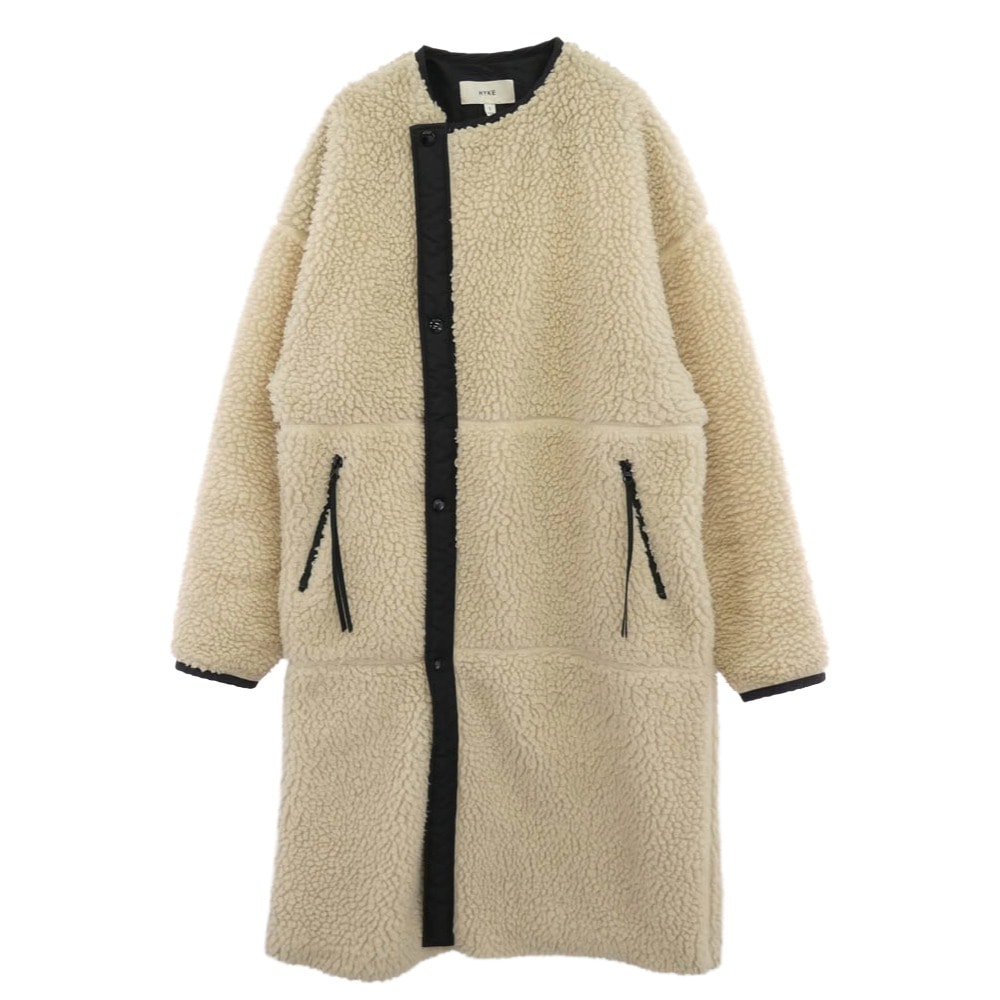 HYKE ハイク コート 192-17175 FAUX SHEARLING COAT ボア フリース ロング コート ホワイト系 1【中古】
