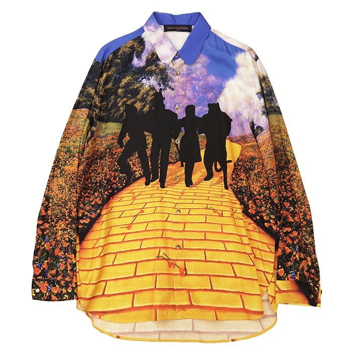 【極美品】LOUIS VUITTON ルイ・ヴィトン 長袖シャツ OZ オズの魔法使い サイズ M メンズ 2019SS LV ロゴ ボタン シルク100% キャラクターシルエット ロングスリーブ トップス マルチカラー イタリア製 ヴァージル・アブロー