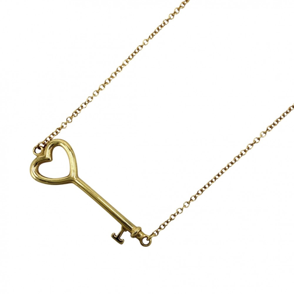 TIFFANY&Co. ティファニー ネックレス ハート キー キーモチーフ ジュエリー アクセサリー 18金YG Au750 K18イエローゴールド    レディース 約2.4g 美品【中古品】