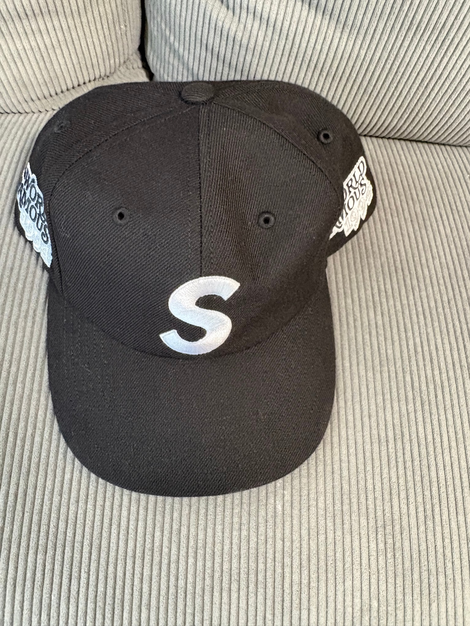 Supreme World Famous S Logo 6-Panel (26SS) "Black"