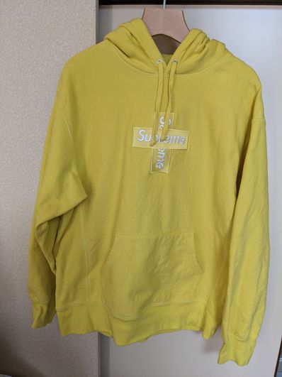 Supreme Cross Box Logo Hooded Sweatshirt "Yellow"