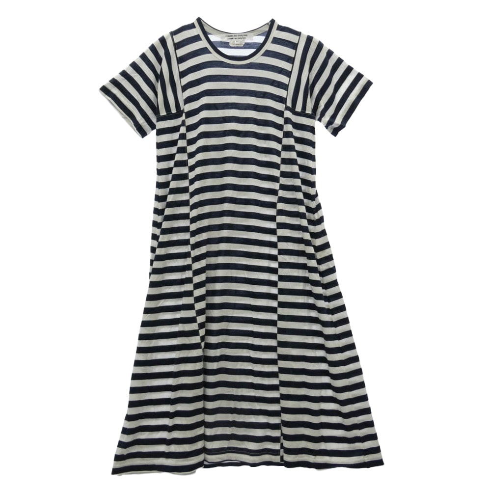 COMME des GARCONS コムデギャルソン ワンピース コムコム 20SS RG-T022 ボーダー 切替 ワンピース ブラック系 ホワイト系 XS【美品】【中古】