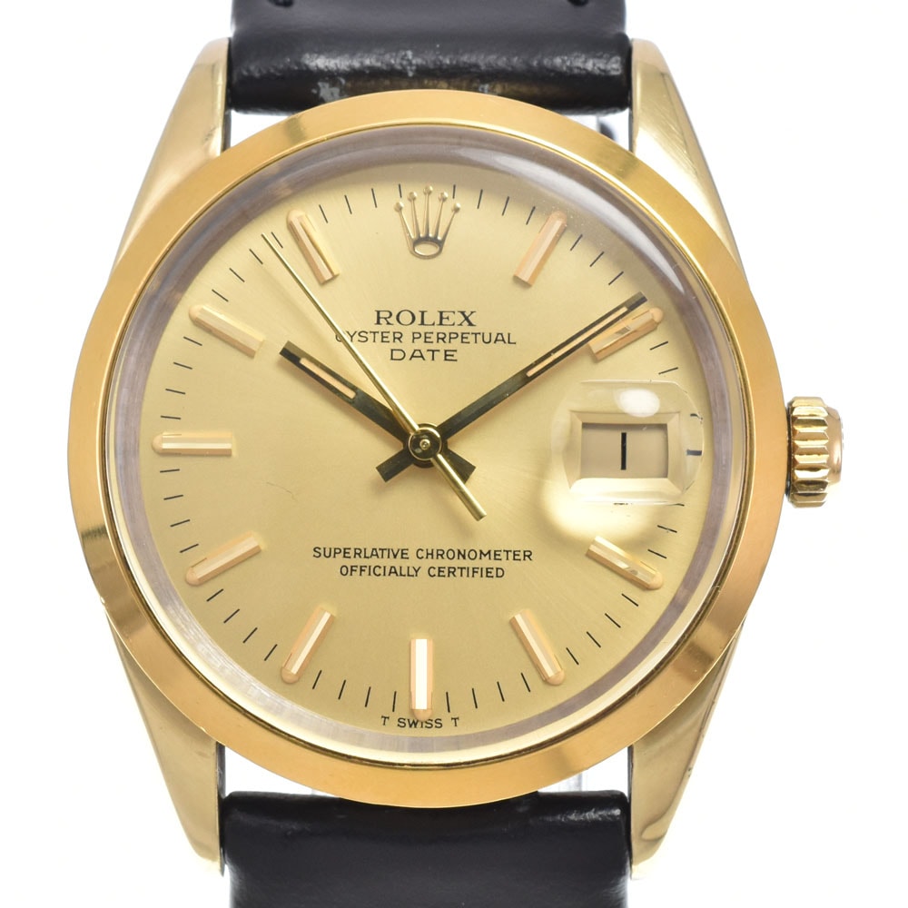 ロレックス ROLEX 15505 ヴィンテージ オイスターパーペチュアル デイト Cal.3035 ゴールド 自動巻き メンズ 良品 腕時計 I#150494