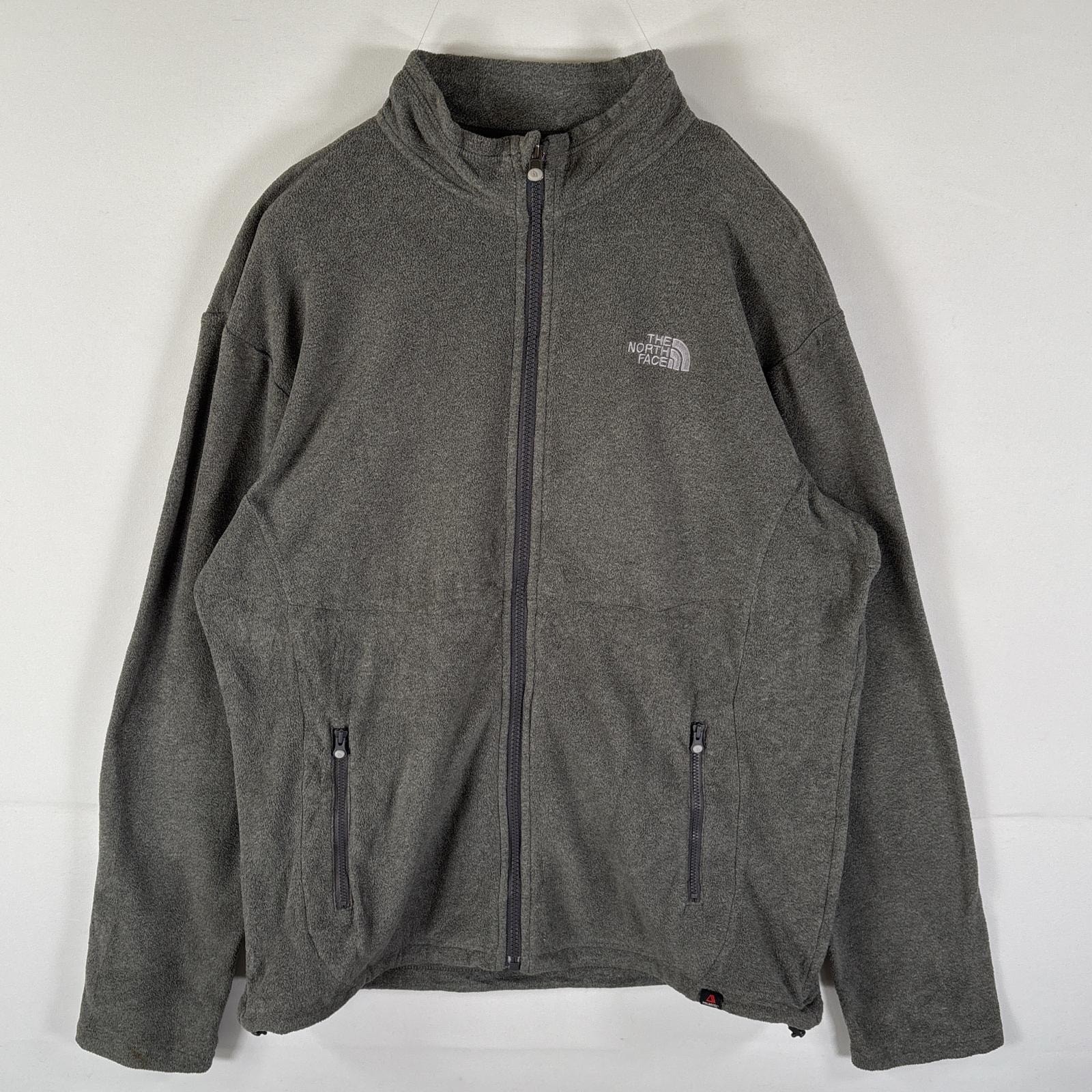 古着 ザ・ノースフェイス THE NORTH FACE フリースジャケット フルジップ フリースジャケット ワンポイントロゴ刺繍 M  グレー メンズ