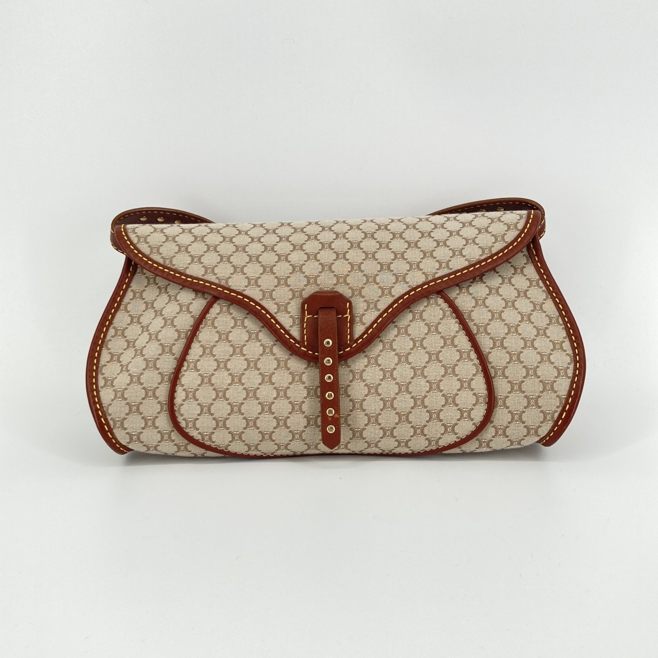 CELINE(セリーヌ) マカダム ヴィンテージ キャンバス×レザー ショルダーバッグ