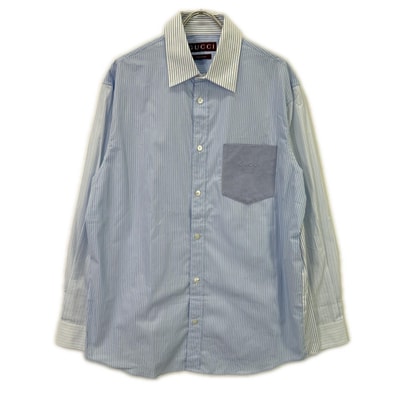 グッチ 833294 25AW ブルー ストライプ 長袖シャツ 48