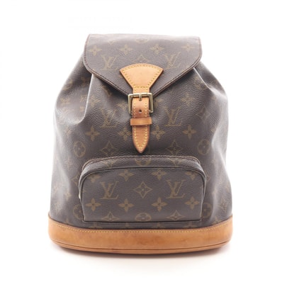 ルイ・ヴィトン LOUIS VUITTON モンスリMM リュックサック バックパック バッグ PVCコーティングキャンバス レザー モノグラム レディース ブラウン系 M51136 【中古】