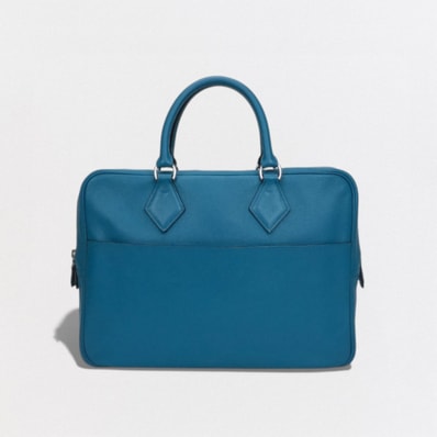 エルメス HERMES プリュムドック38 プリュムドック 38 バッグ ビジネスバッグ ブリーフケース エバーカラー ブルー Blue 青 シルバー金具 ハンドバッグ