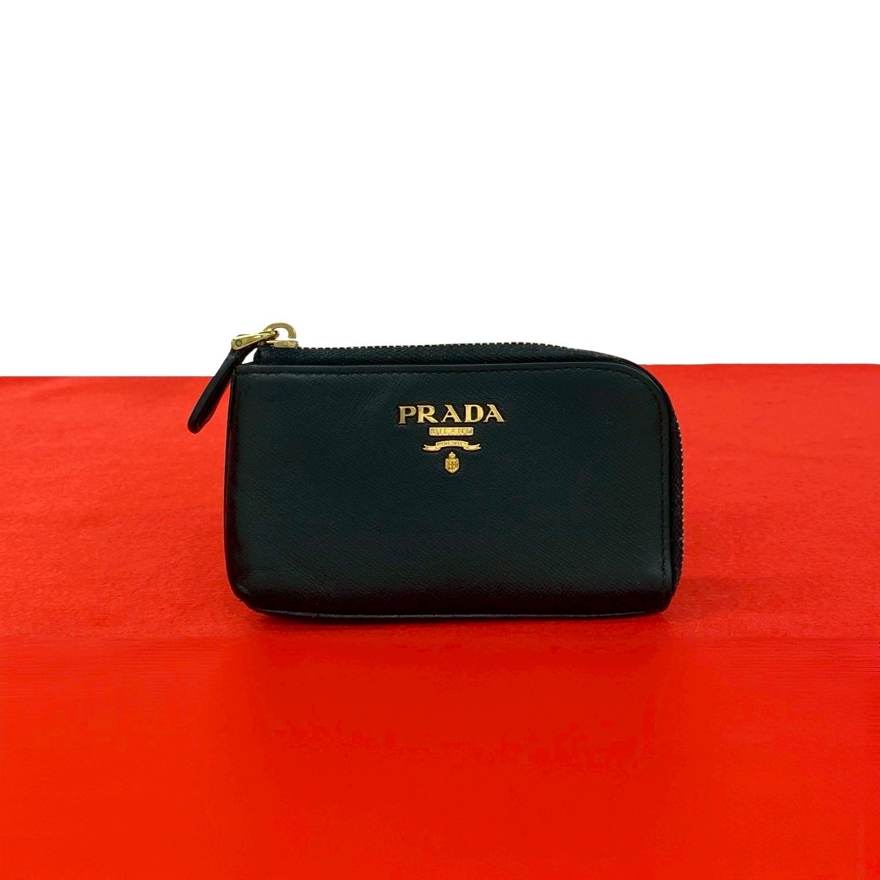 PRADA プラダ ロゴ 金具 レザー コインケース ブラック
30147