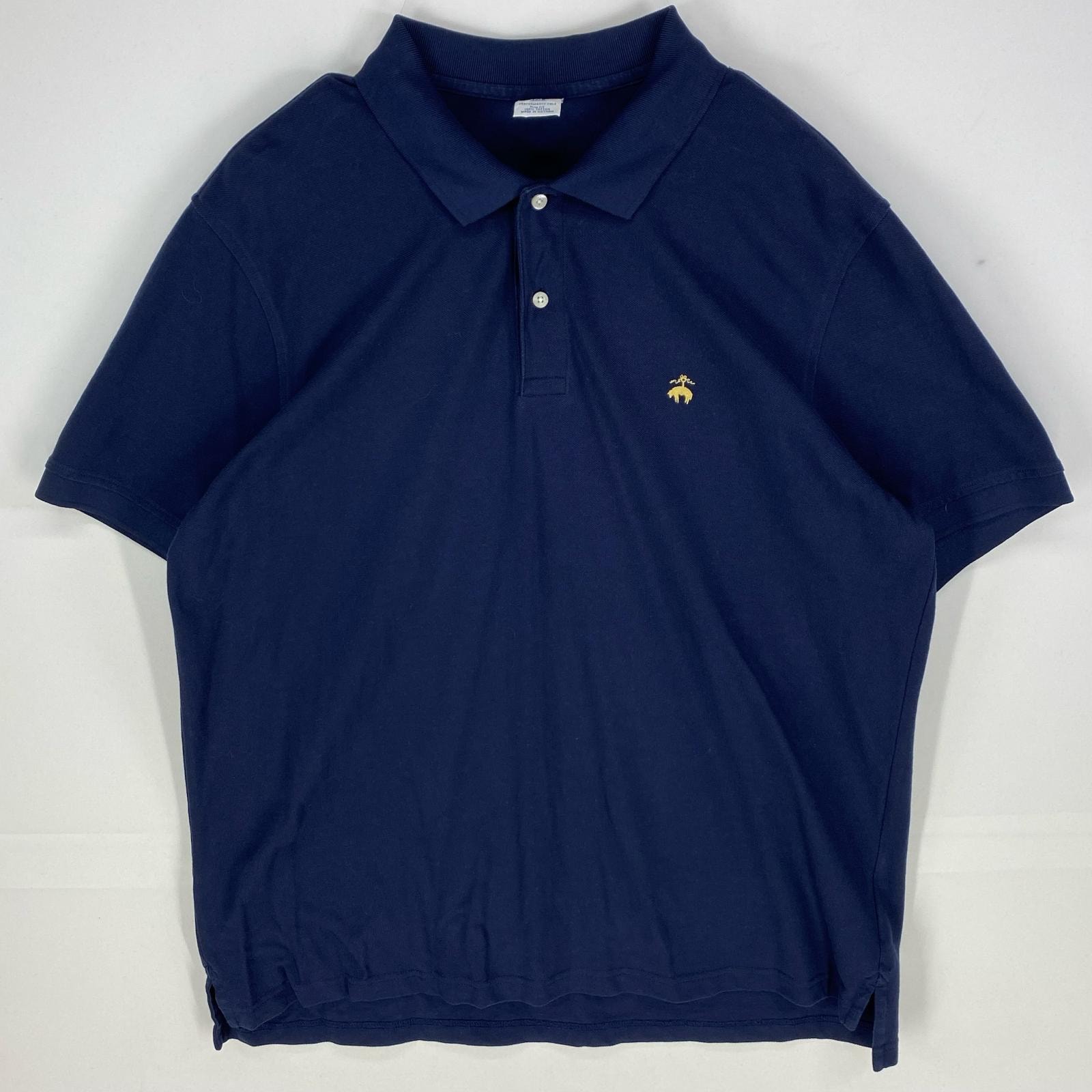 古着 ブルックスブラザーズ Brooks Brothers 鹿の子 半袖シャツ ワンポイント ポロシャツ ロゴ刺繍 2XL  ネイビー系 メンズ