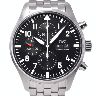 IWC IWC SCHAFFHAUSEN IW377710 パイロットウォッチ クロノグラフ ブラック 自動巻き メンズ 美品 内箱・保証書付き 腕時計 O#148834