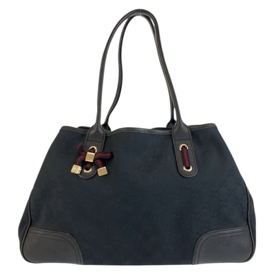 美品 GUCCI グッチ プリンシー ブラック 黒 ゴールド金具 GGキャンバス レザー/ トートバッグ ショルダーバッグ 603338 【中古】