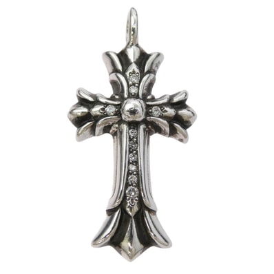 Chrome Hearts Double CH Cross PAVE Diamond Charm "Silver"