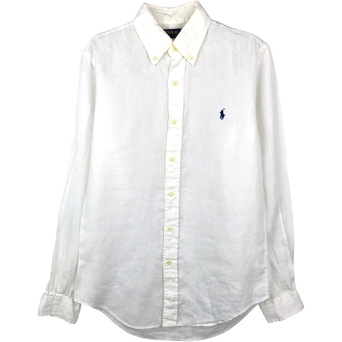 古着 ラルフローレン Ralph Lauren POLO RALPH LAUREN CUSTOM FIT 長袖 リネン ボタンダウンシャツ メンズS相当/eaa668026