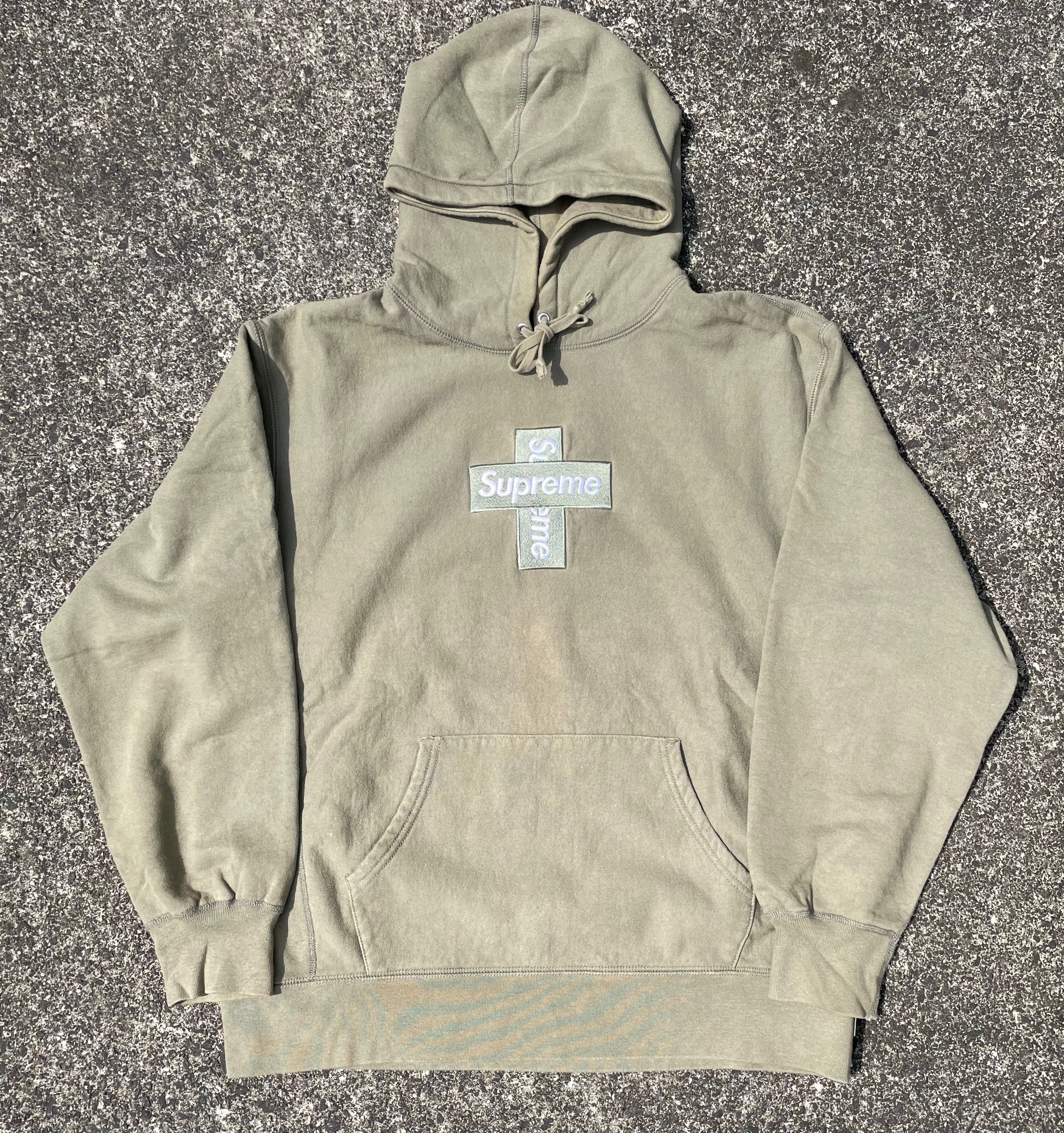 Supreme Cross Box Logo Hooded Sweatshirt "Light Olive"