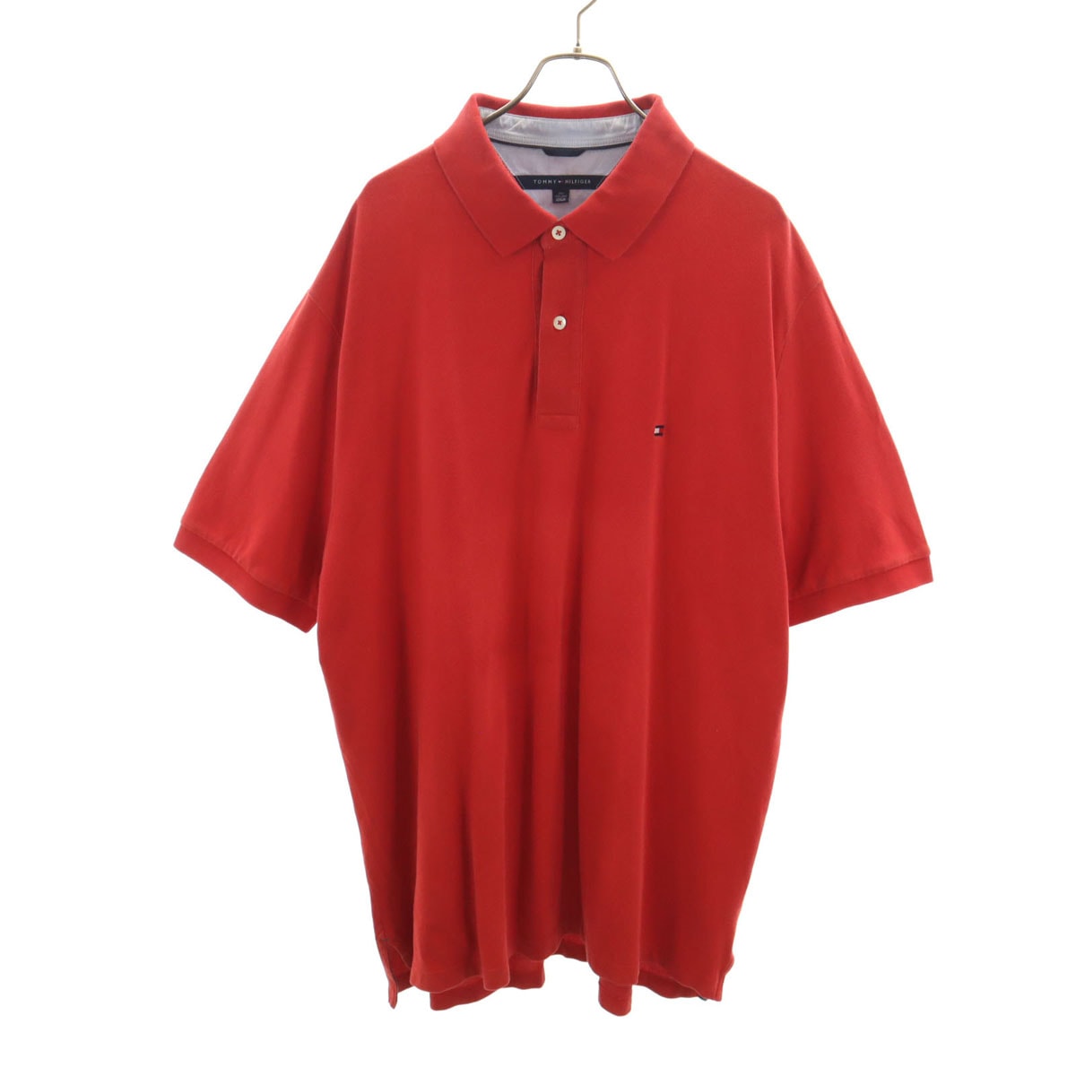 TOMMY HILFIGER トミーヒルフィガー 半袖 ポロシャツ 2XLT レッド 鹿の子地 ビックサイズ