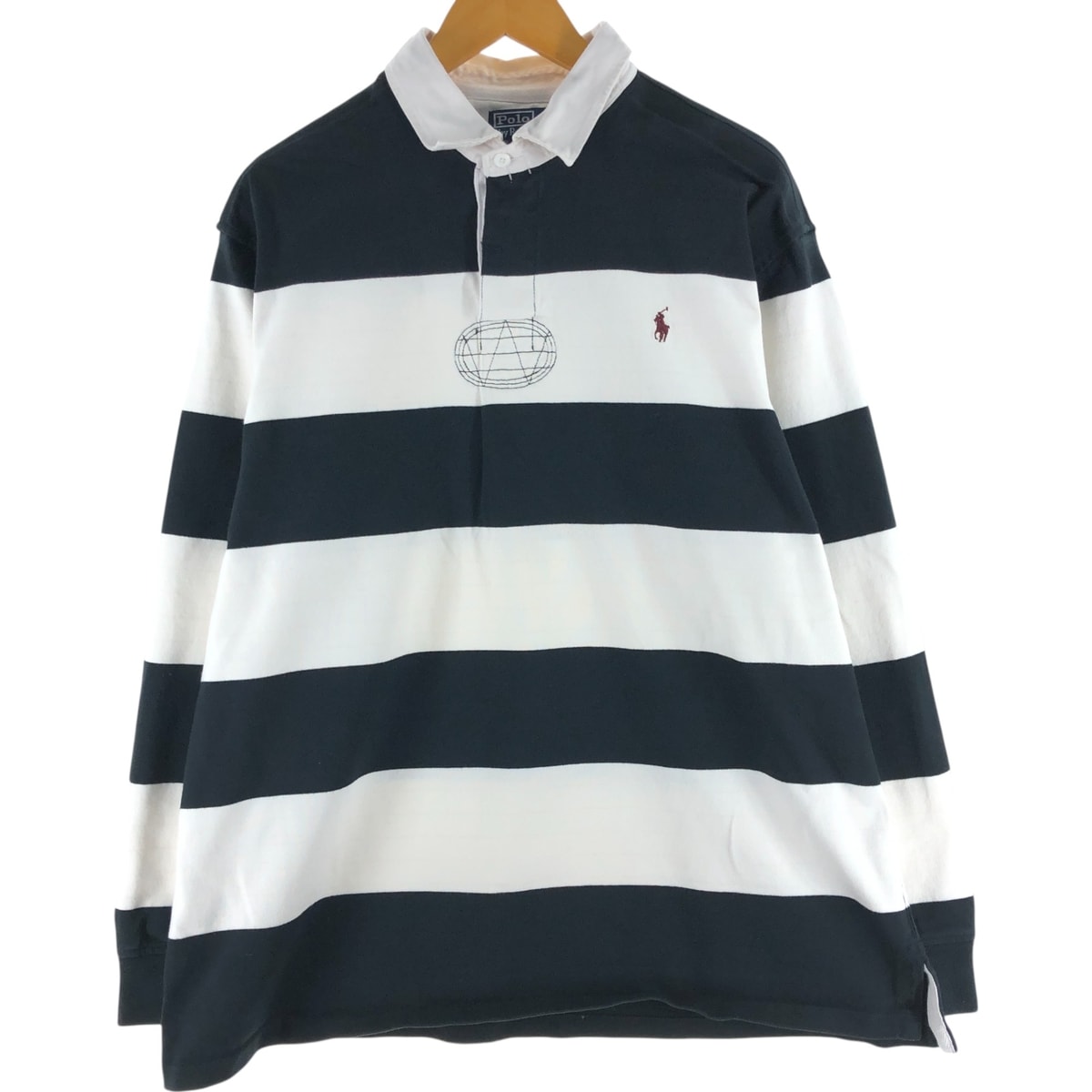 古着 ラルフローレン Ralph Lauren POLO by Ralph Lauren ボーダー柄 長袖 ラガーシャツ メンズXL相当/eaa538009