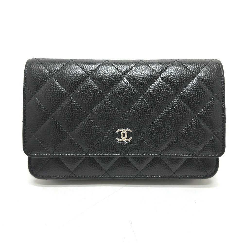 シャネル CHANEL マトラッセ  ココマーク クラシック チェーンウォレット AP0250 CC カバン 斜め掛け 長財布 ショルダーバッグ キャビアスキン ブラック 未使用