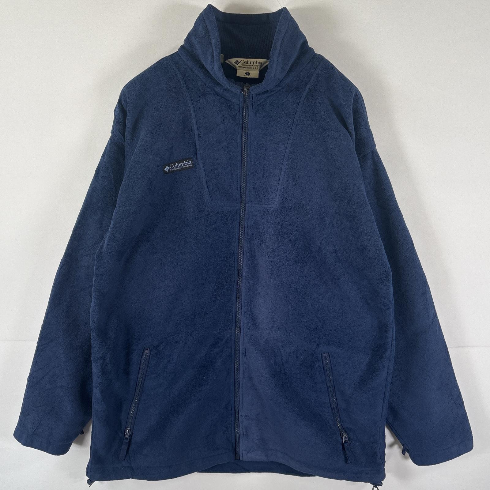 古着 90's/90年代 コロンビア Columbia フルジップフリースジャケット ワンポイントロゴ 三角タグ 大きいサイズ LTALL  ネイビー メンズ
