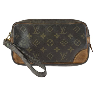 LOUIS VUITTON ルイヴィトン モノグラム マルリードラゴンヌPM ブラウン ゴールド金具 PVC レザー/ クラッチバッグ セカンドバッグ 601025 【中古】