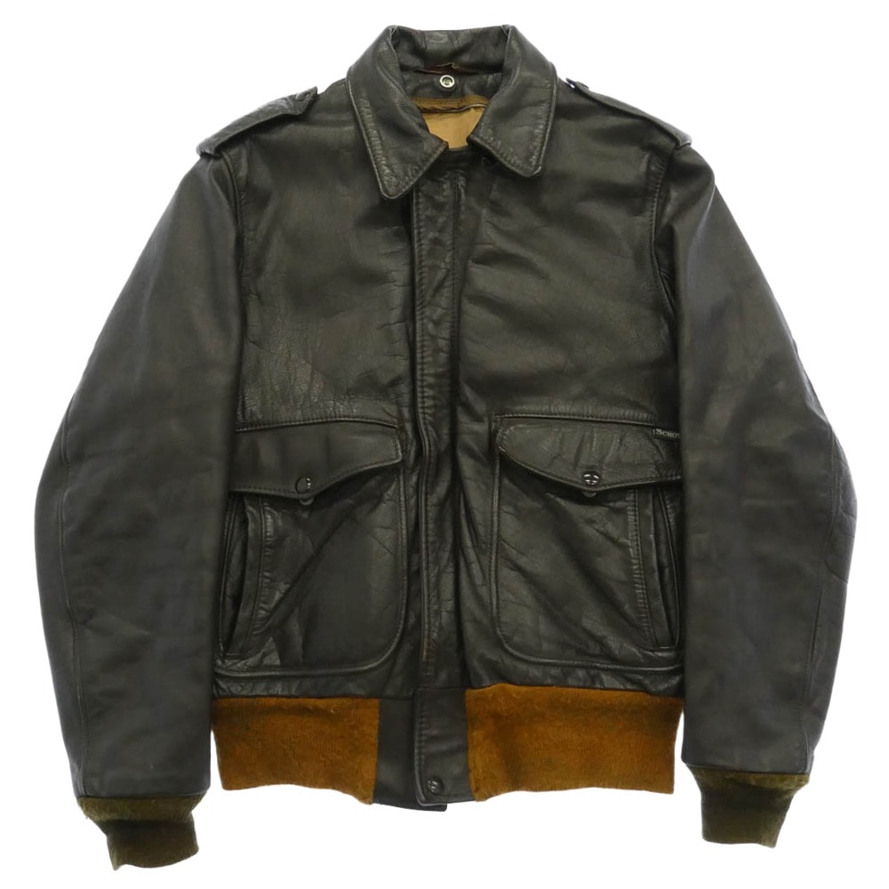 schott ショット A-2タイプ フルジップ  フライト レザージャケット ダークブラウン系 38【中古】