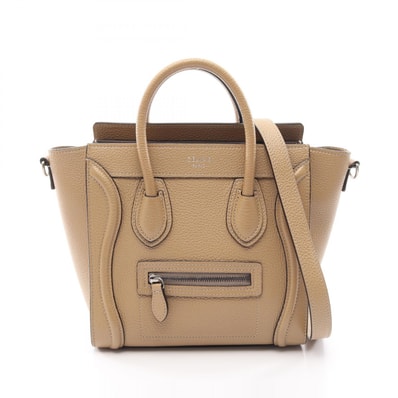 セリーヌ CELINE ラゲージ ナノショッパー 2WAY ハンドバッグ バッグ レザー レディース ベージュ系 【中古】