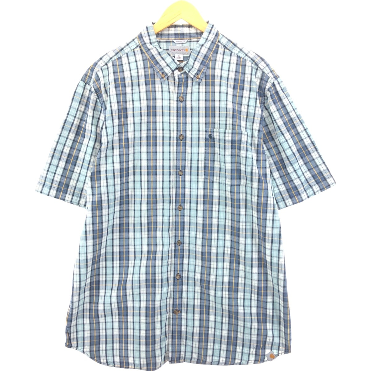 古着 カーハート Carhartt RELAXED FIT チェック柄 ボタンダウン 半袖 ワークシャツ メンズXL相当/eaa542678