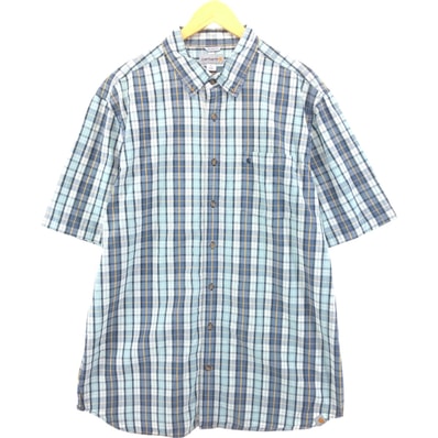 古着 カーハート Carhartt RELAXED FIT チェック柄 ボタンダウン 半袖 ワークシャツ メンズXL相当/eaa542678