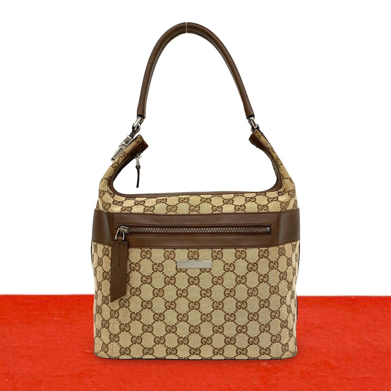 GUCCI グッチ ロゴ 金具 GG 柄 キャンバス レザー ショルダーバッグ ブラウン
16025