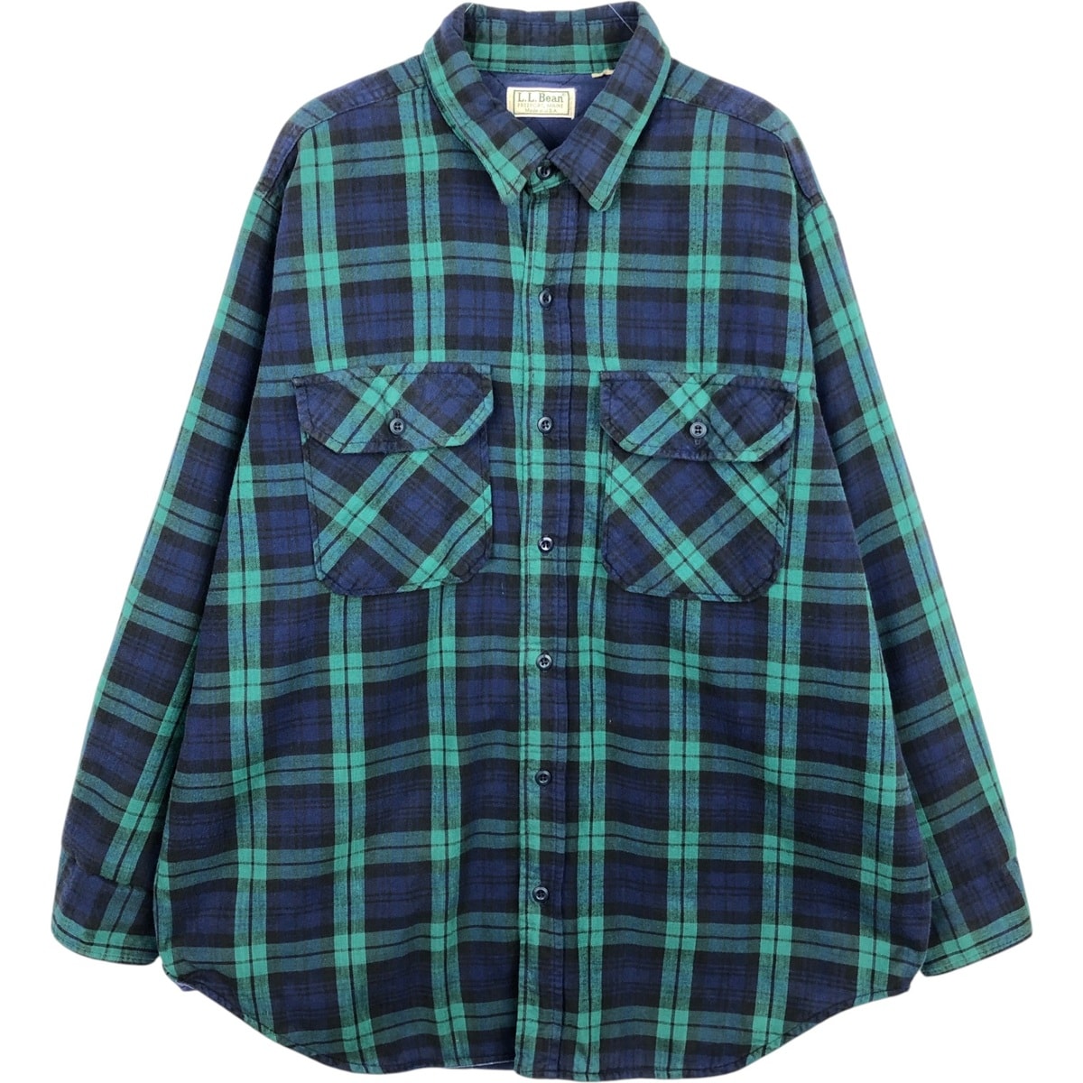 古着 エルエルビーン L.L.Bean ブラックウォッチチェック 中綿入り 長袖 ヘビーネルチェックシャツ メンズL相当/eaa637973