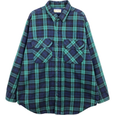 古着 エルエルビーン L.L.Bean ブラックウォッチチェック 中綿入り 長袖 ヘビーネルチェックシャツ メンズL相当/eaa637973