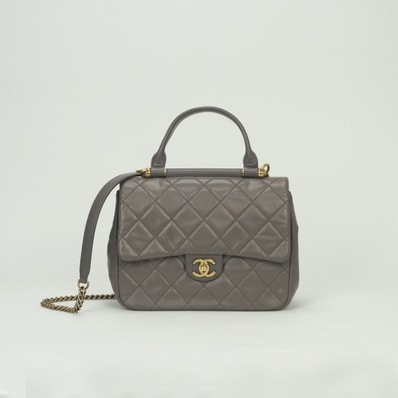 シャネル CHANEL マトラッセ バッグ トートバッグ ショルダーバッグ カーフスキン グレー Gray ゴールド金具 ハンドバッグ 2Way トップハンドル ココマーク ターンロック