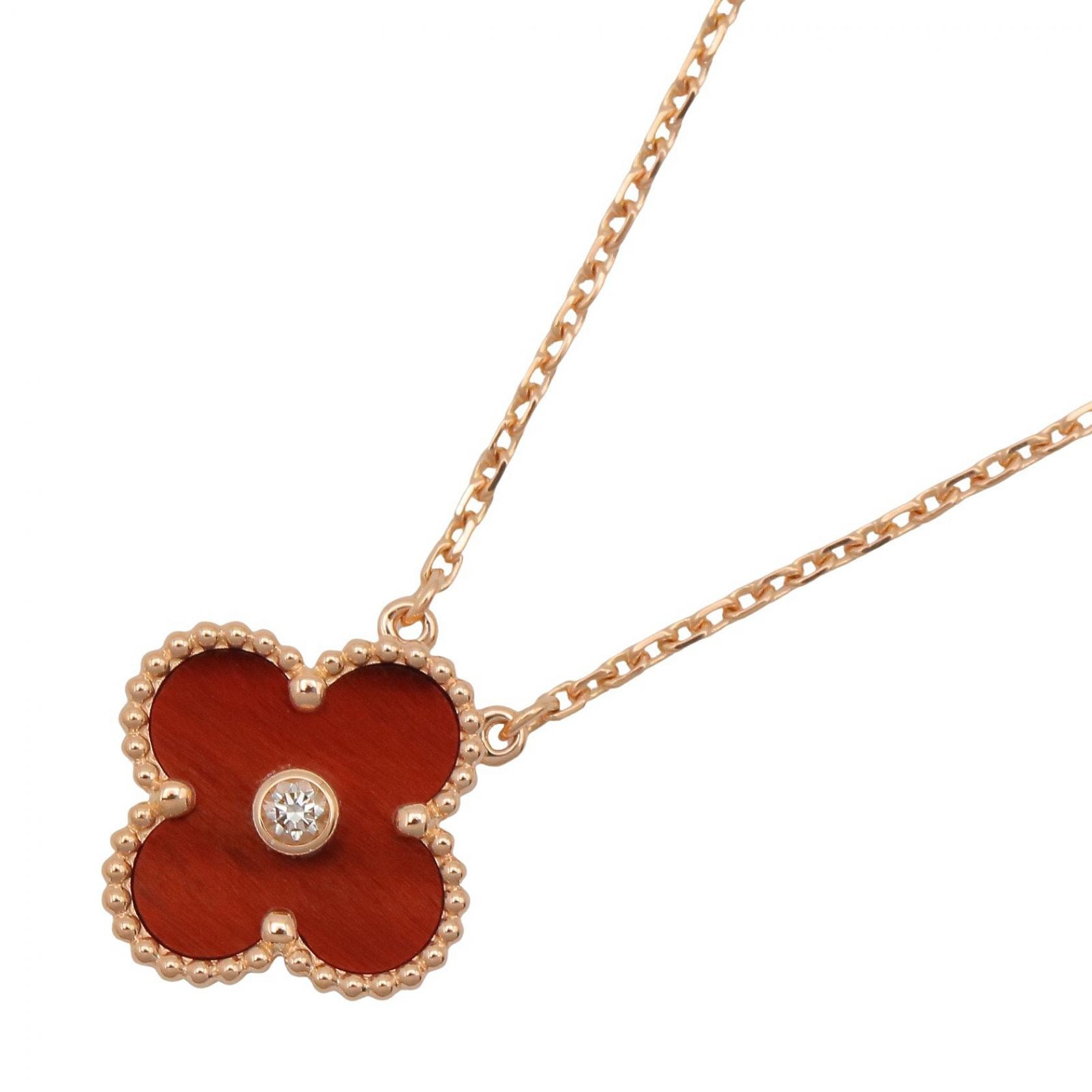 ヴァンクリーフ&アーペル Van Cleef & Arpels ヴィンテージアルハンブラ 1PD ネックレス ネックレス ジュエリー K18PG(ピンクゴールド) ダイヤモンド タイガーアイ レディース ブラウン系 / クリア系 / ゴールド系
