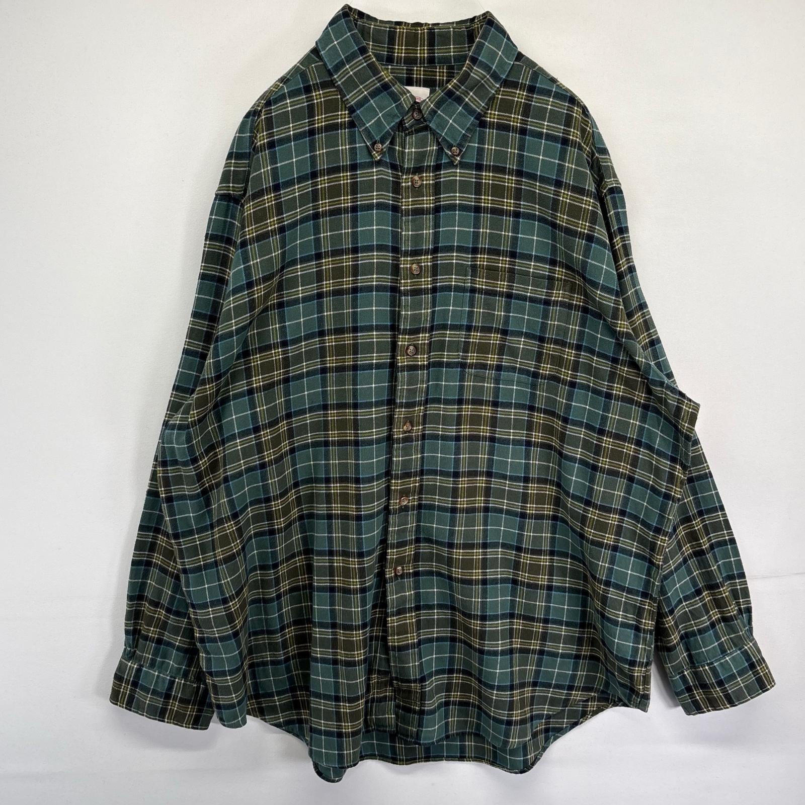古着 ブルックスブラザーズ Brooks Brothers 長袖シャツ ネルシャツ ボタンダウン チェック 346 XL グリーン系 マルチカラー メンズ