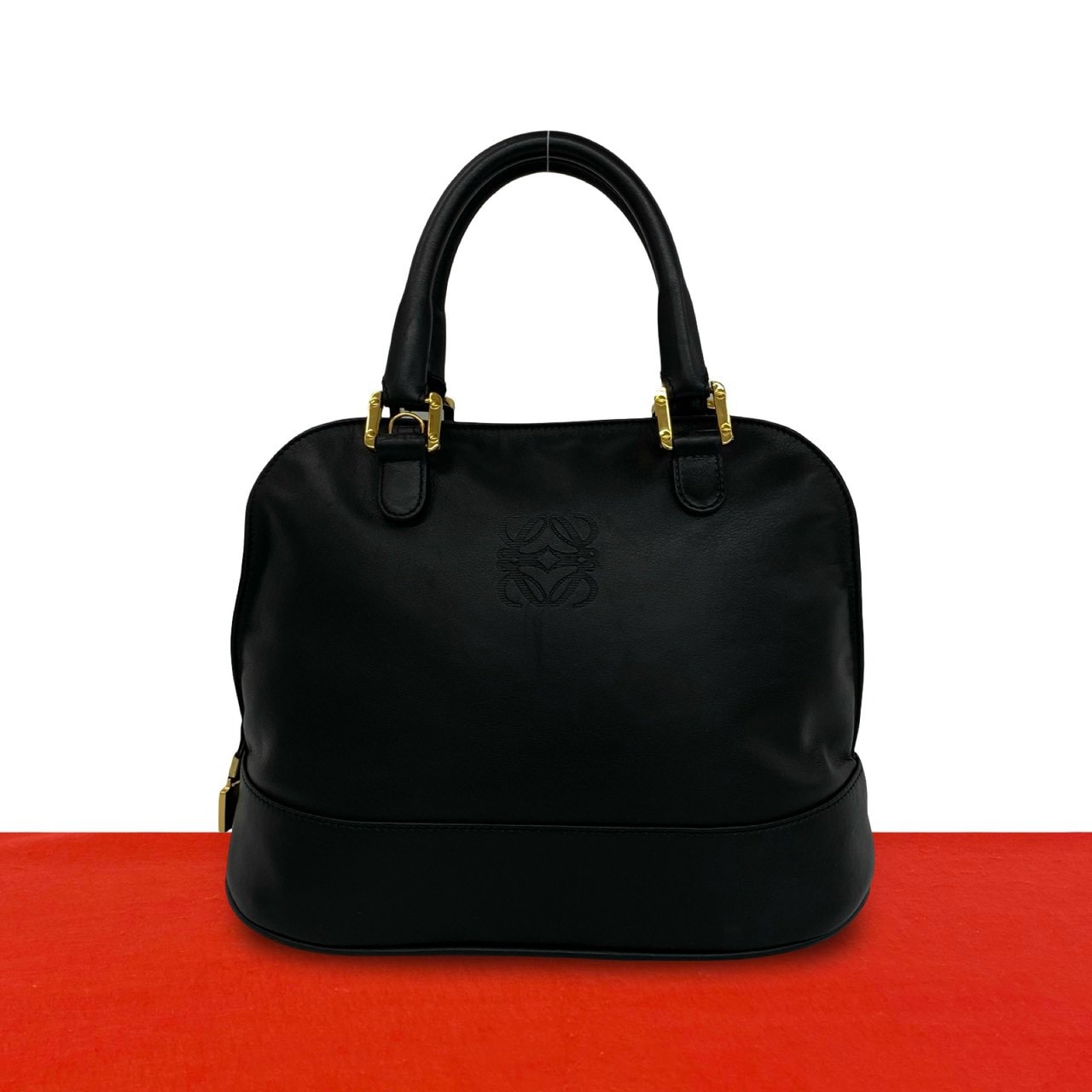 LOEWE ロエベ アナグラム ロゴ 刻印 レザー ハンドバッグ ブラック
 05159