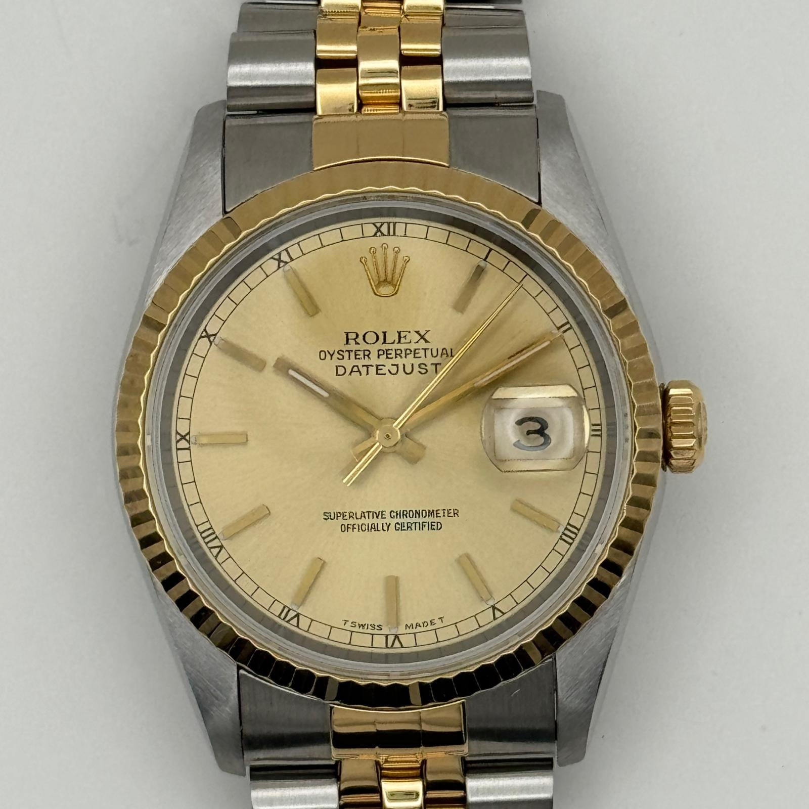 美品 ROLEX ロレックス SS×YG デイトジャスト 自動巻き シャンパン文字盤 W973559 ギャランティ付 16233 腕時計 ゴールド ステンレス ゴールド メンズ